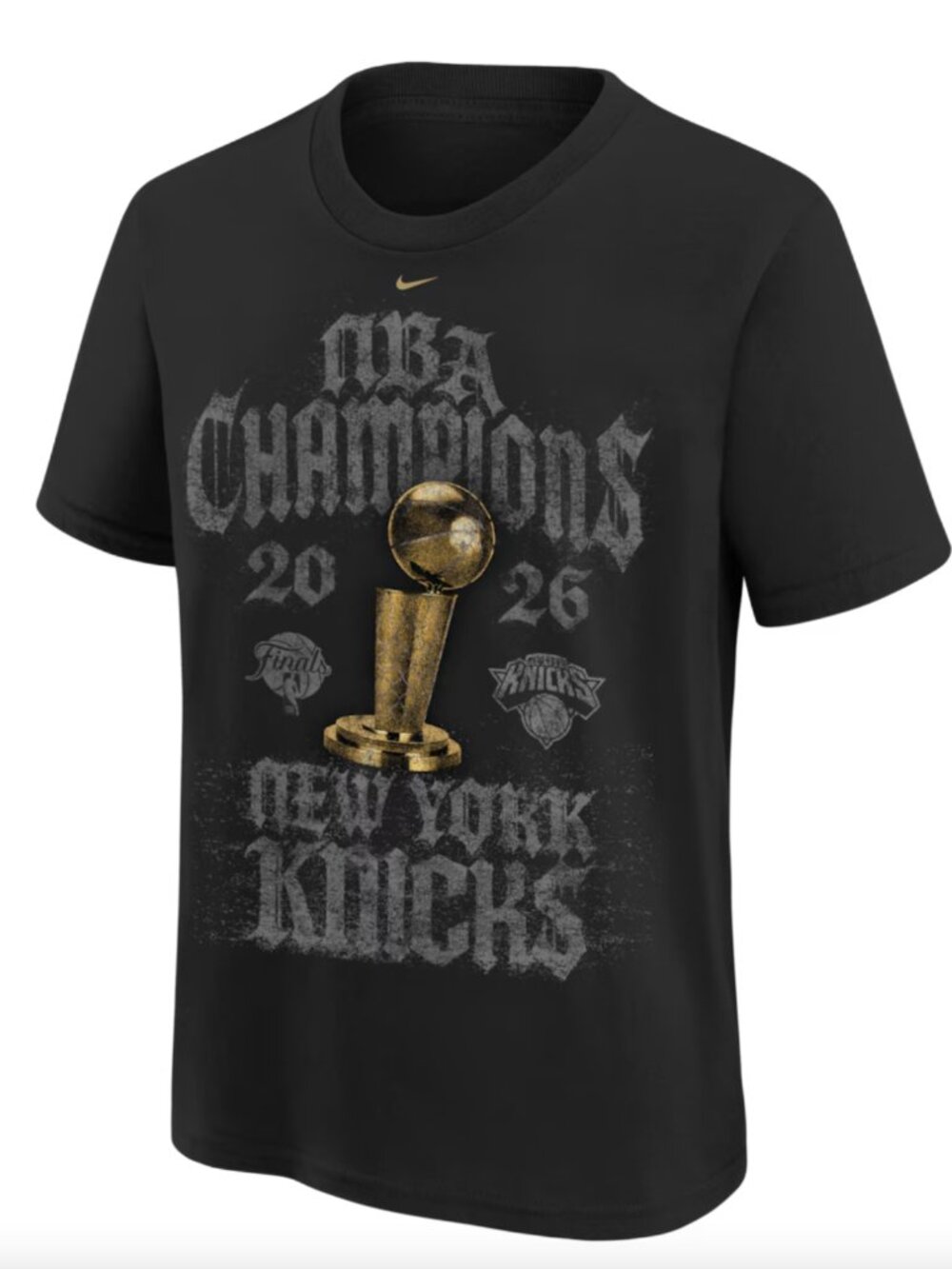 NWT Nike Youth 2026 NBA Champions New York Knicks Authentic Locker Room T-Shirt